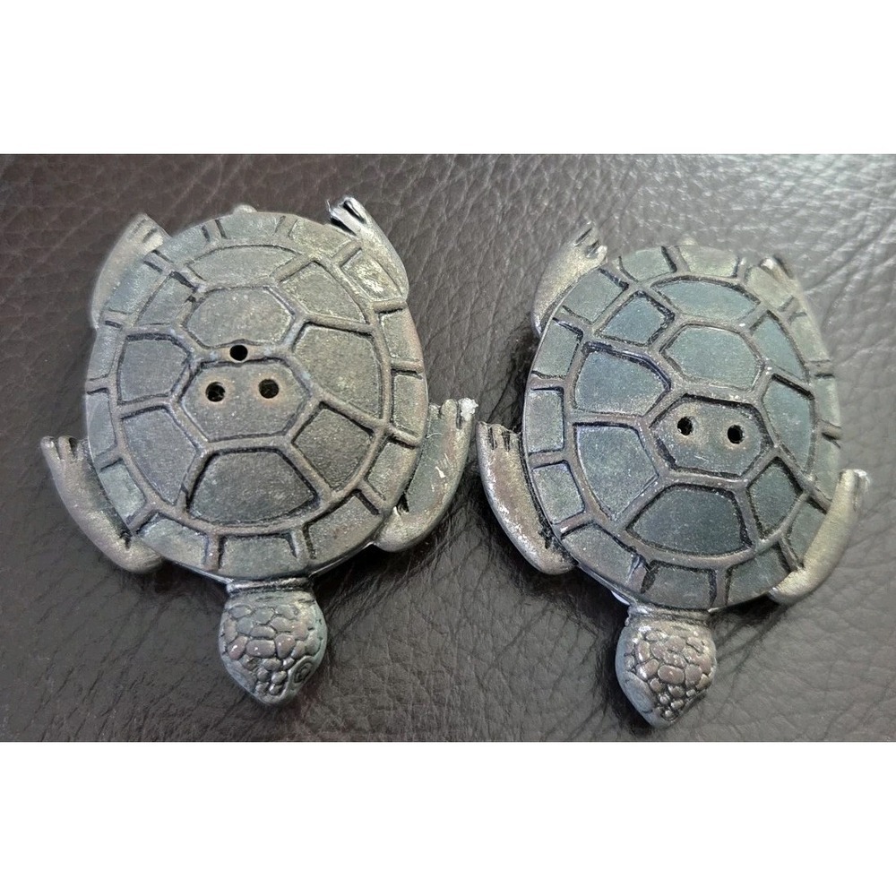 Pewter Sea Turtles Vintage Salt/Pepper‎ Shakers With Stoppers